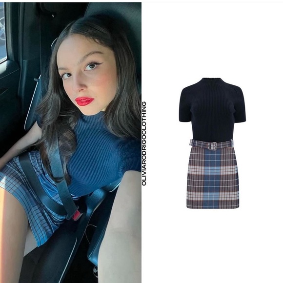 STAUD Patsy ribbed-knit checked minidress (size 8) - Picture 2 of 4